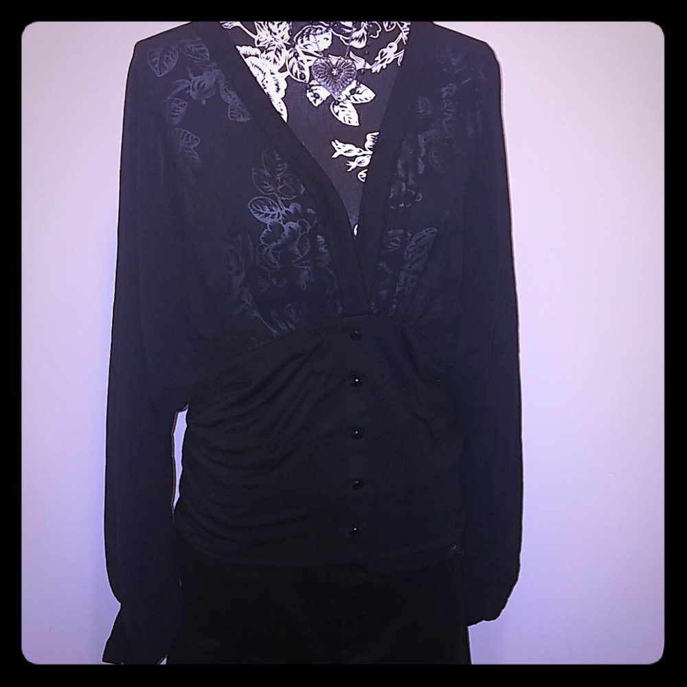 Black corporate look sheer blouse